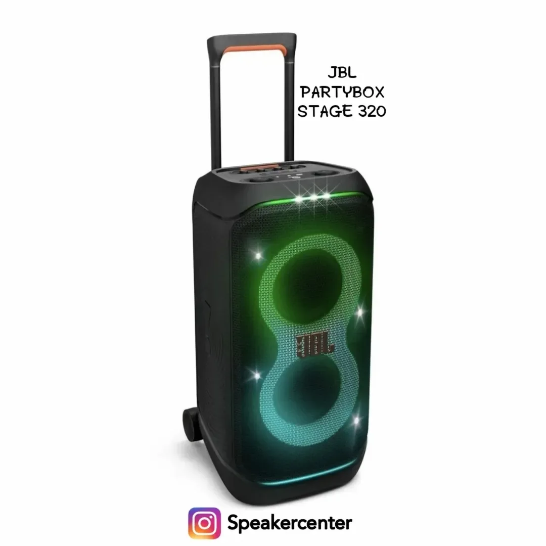 اسپیکر Partybox Stage 320، رنگ مشکی و سبز، جنس پلاستیک، چرخ‌دار، دسته‌دار