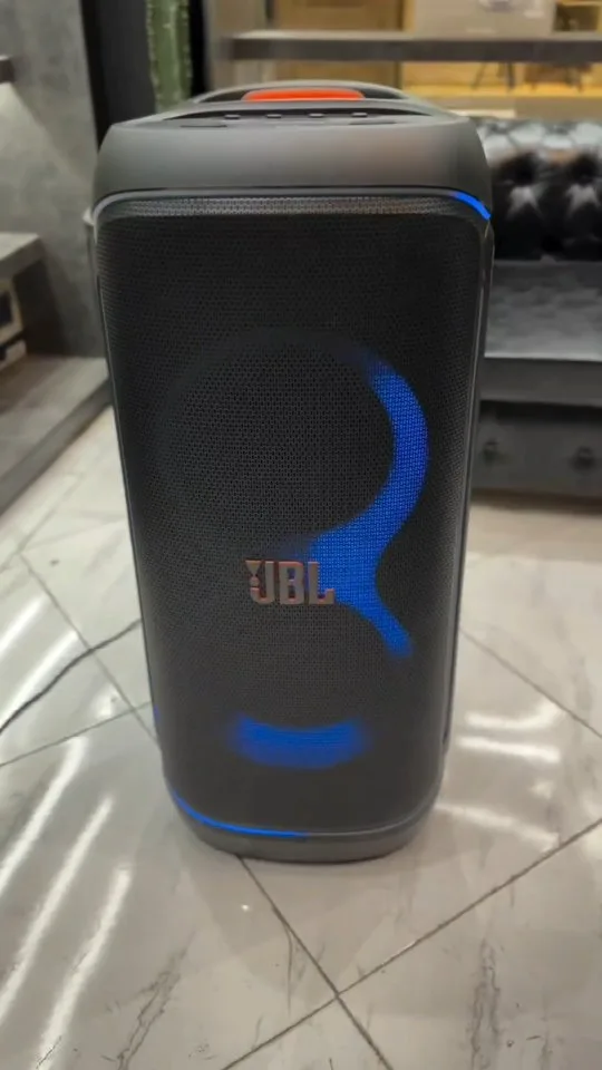 اسپیکر PartyBox 720 JBL، رنگ مشکی و آبی، جنس پلاستیک، ایستاده، استوانه‌ای