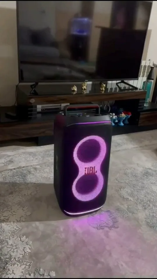 اسپیکر Partybox 120 JBL، رنگ مشکی و بنفش، جنس پلاستیک، ایستاده، دارای نور