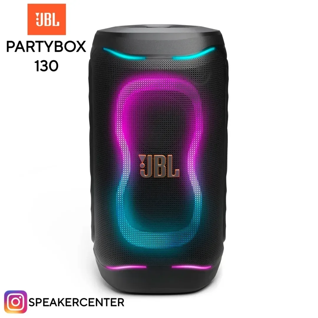 اسپیکر Partybox Space 130 JBL، رنگ مشکی، بنفش و آبی، جنس پلاستیک، مدل پارتیباکس