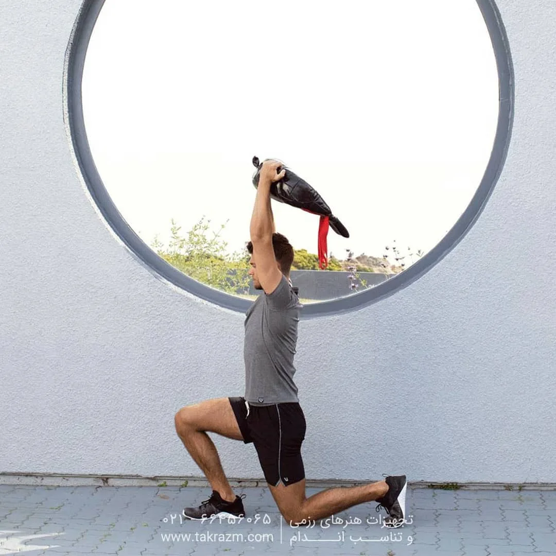 کیسه بلغاری چرم PowerGYM، رنگ مشکی و قرمز، کیسه‌ای