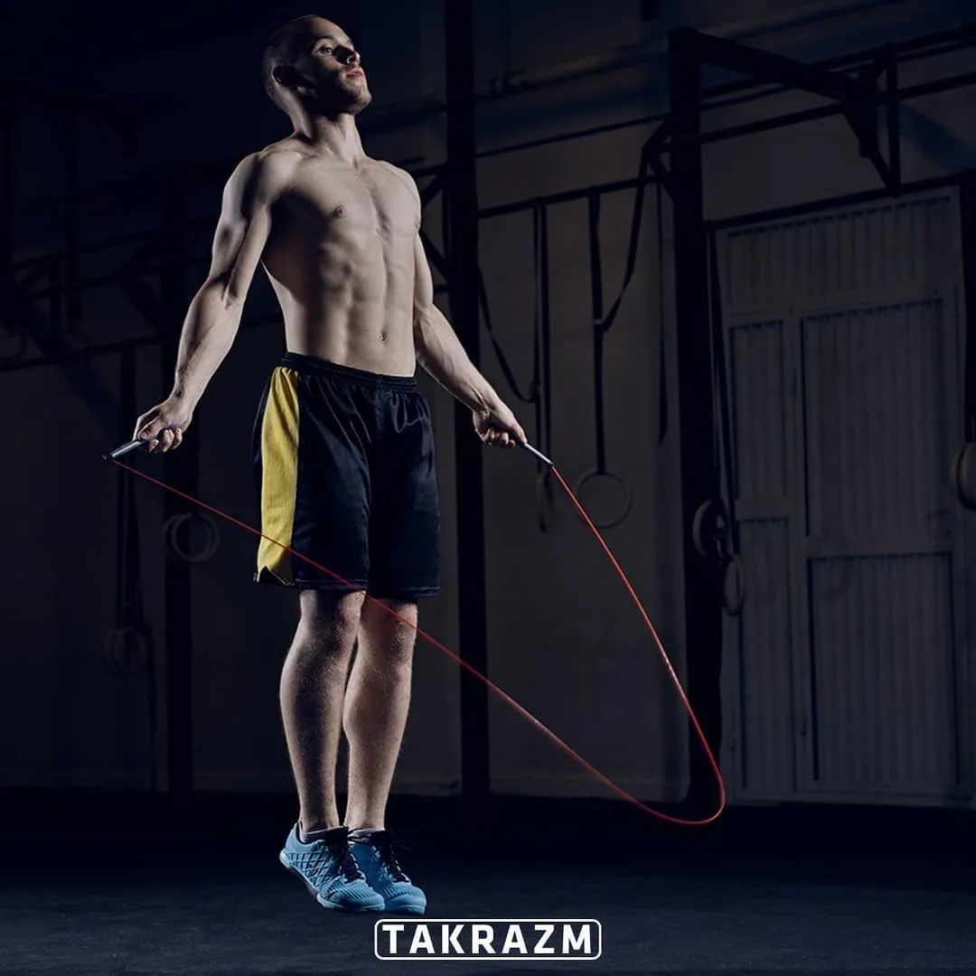 طناب سرعتی کراس فیت PowerGYM، رنگ قرمز و مشکی، جنس پلاستیک، طناب تک