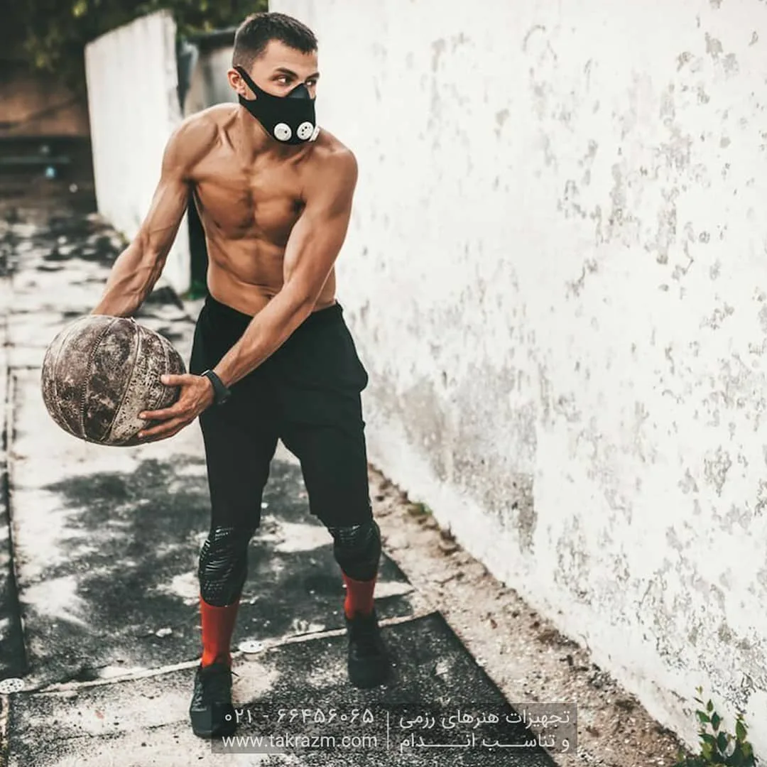 ماسک تمرین تقویت تنفس ۲۰۱۹ PowerGYM، رنگ مشکی، ماسک تنفسی