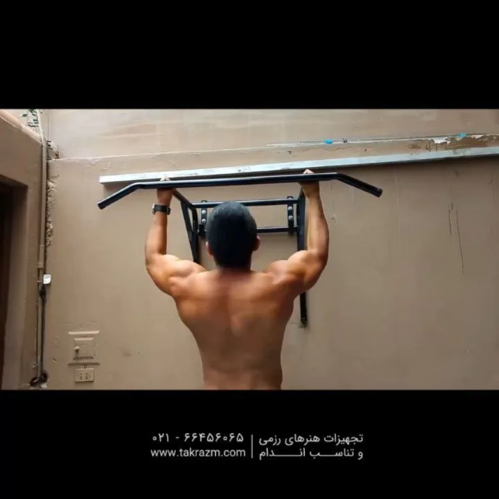 میله بارفیکس و پارالل دیواری ۱۰۰ سانتی، رنگ مشکی، جنس فلز