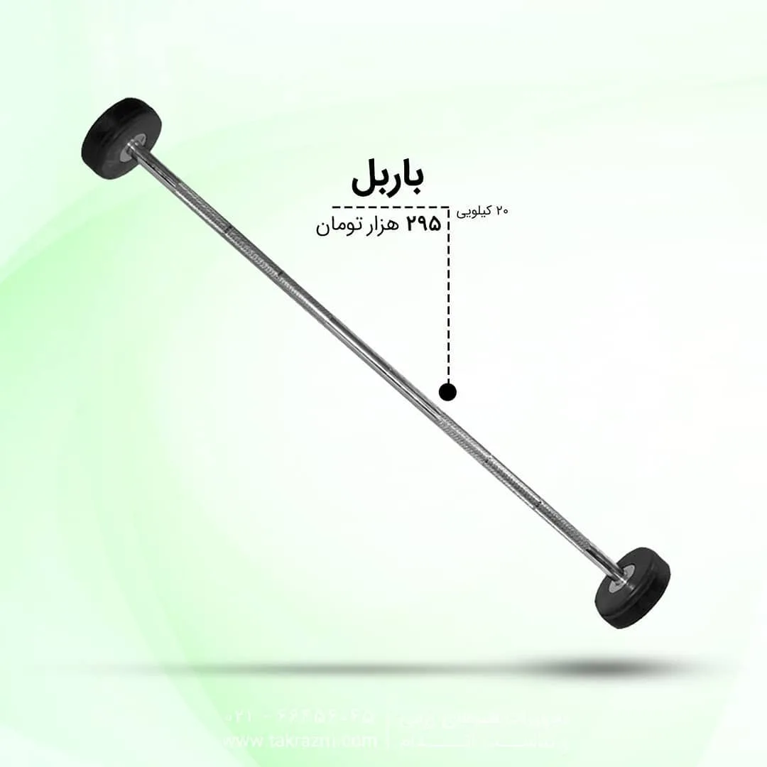 باربل روکش‌دار، رنگ نقره‌ای و مشکی، جنس استیل، میله بلند