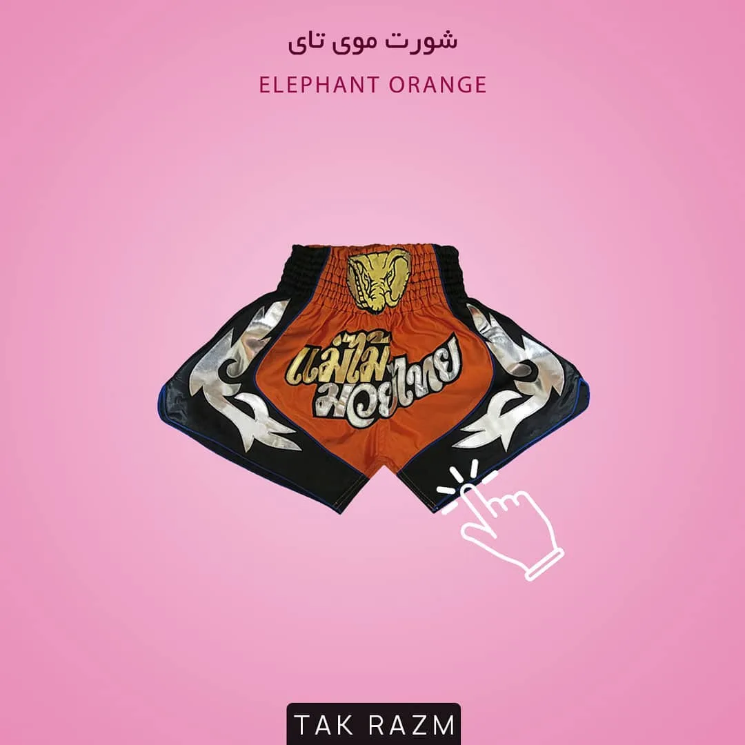 شورت موی تای، رنگ نارنجی، مشکی و نقرهای، کوتاه کمر کش