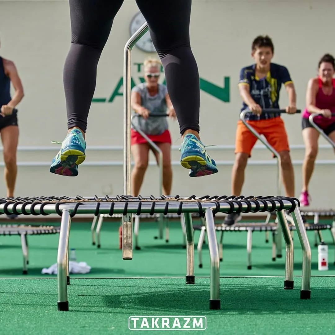 ترامپولین ورزشی چهار سایز Fitness Trampoline، رنگ مشکی و نقره‌ای، جنس فلز و پارچه، دایره‌ای