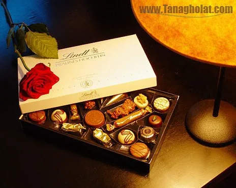 شکلات کادویی لینت، رنگ قهوه‌ای و سفید، جعبه assorty