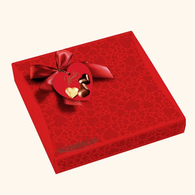 شکلات کادویی هملت طرح قلب، رنگ قرمز، جنس مقوا، جعبه مربعی
