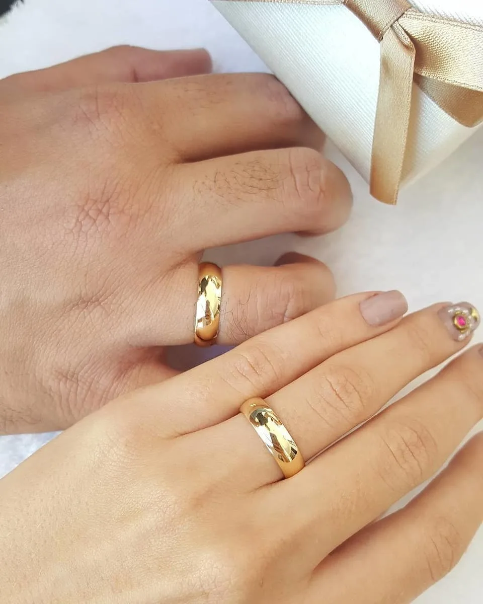 حلقه ست نقره، رنگ طلایی، جنس طلا، رکاب ساده پهن