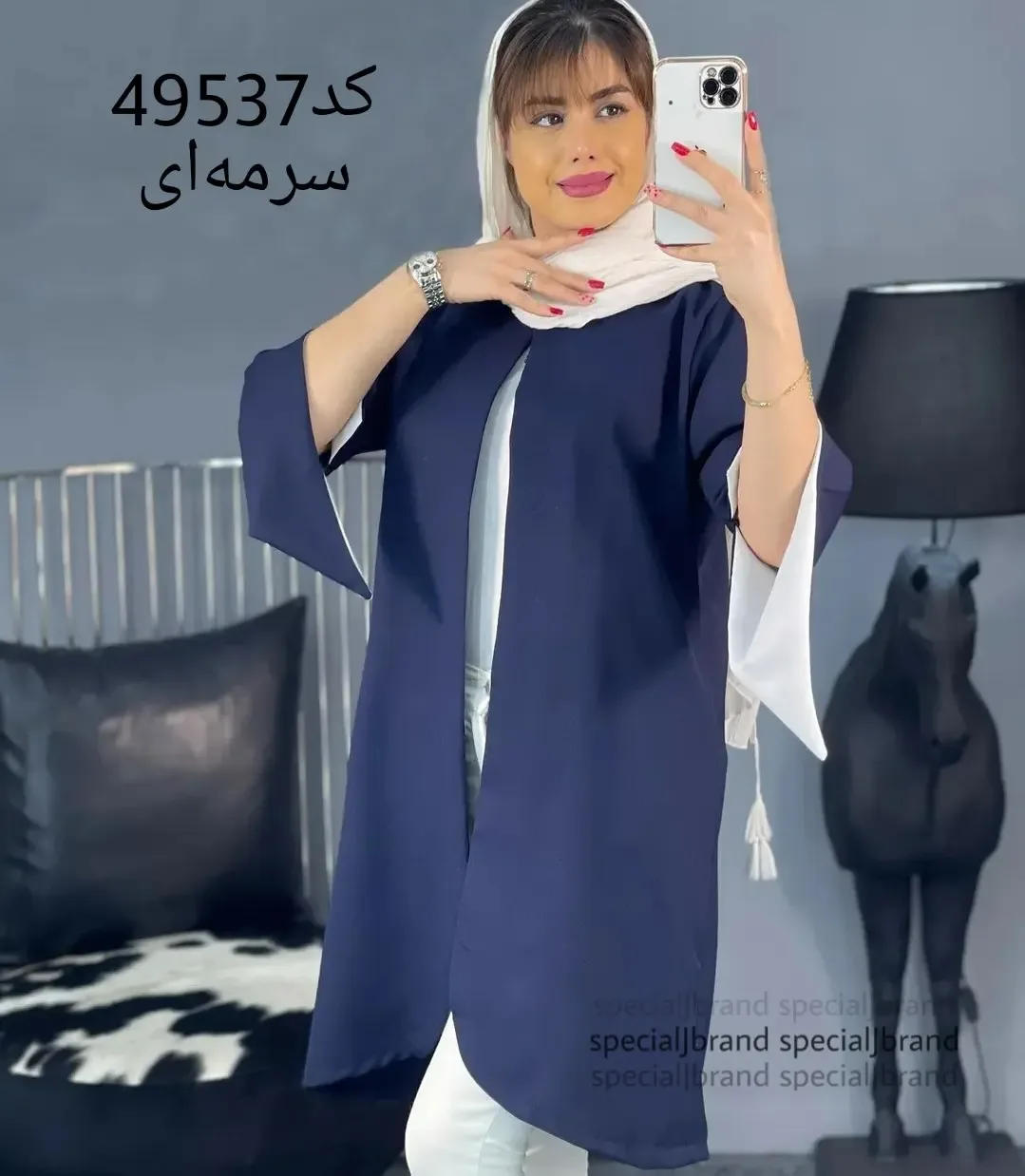 مانتو آستین اشکی کرپ اسکاچی — عکس ۲