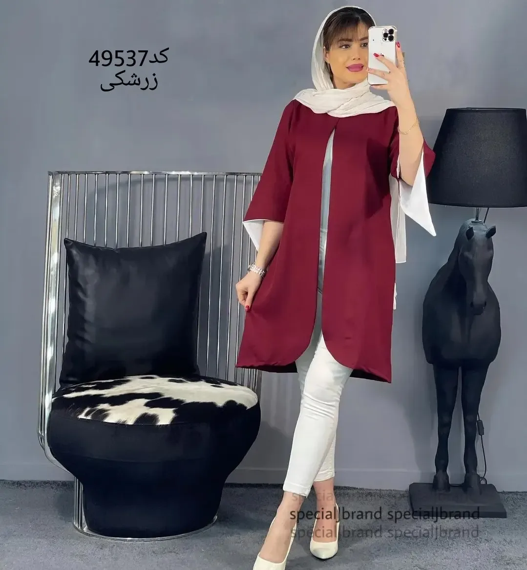 مانتو آستین اشکی کرپ اسکاچی — عکس ۳