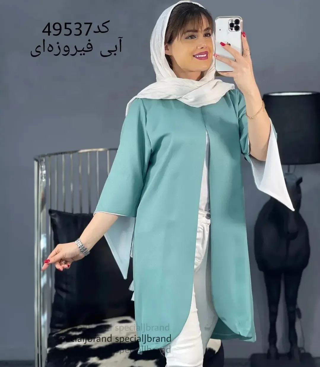 مانتو آستین اشکی کرپ اسکاچی — عکس ۴