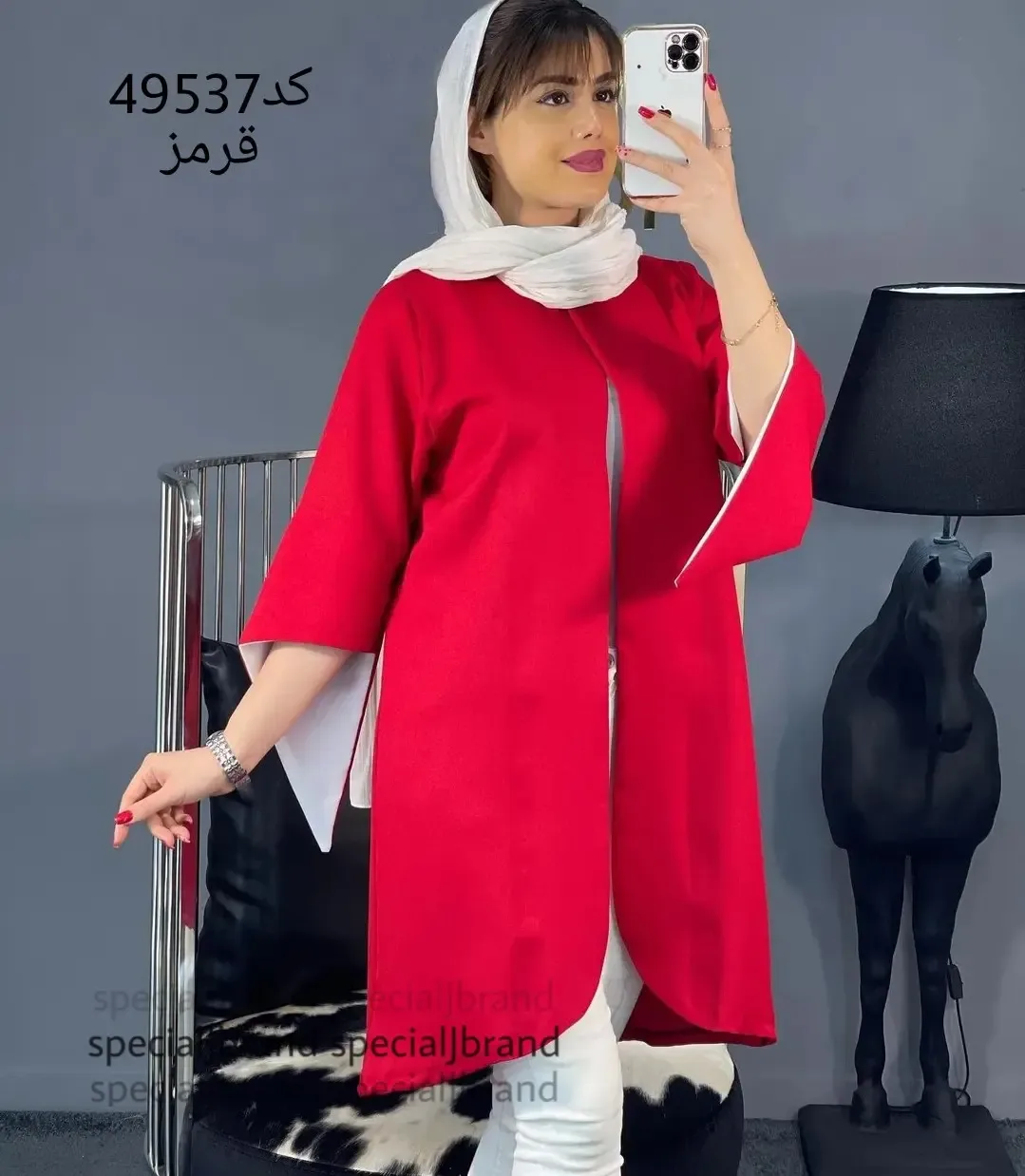 مانتو آستین اشکی کرپ اسکاچی — عکس ۵