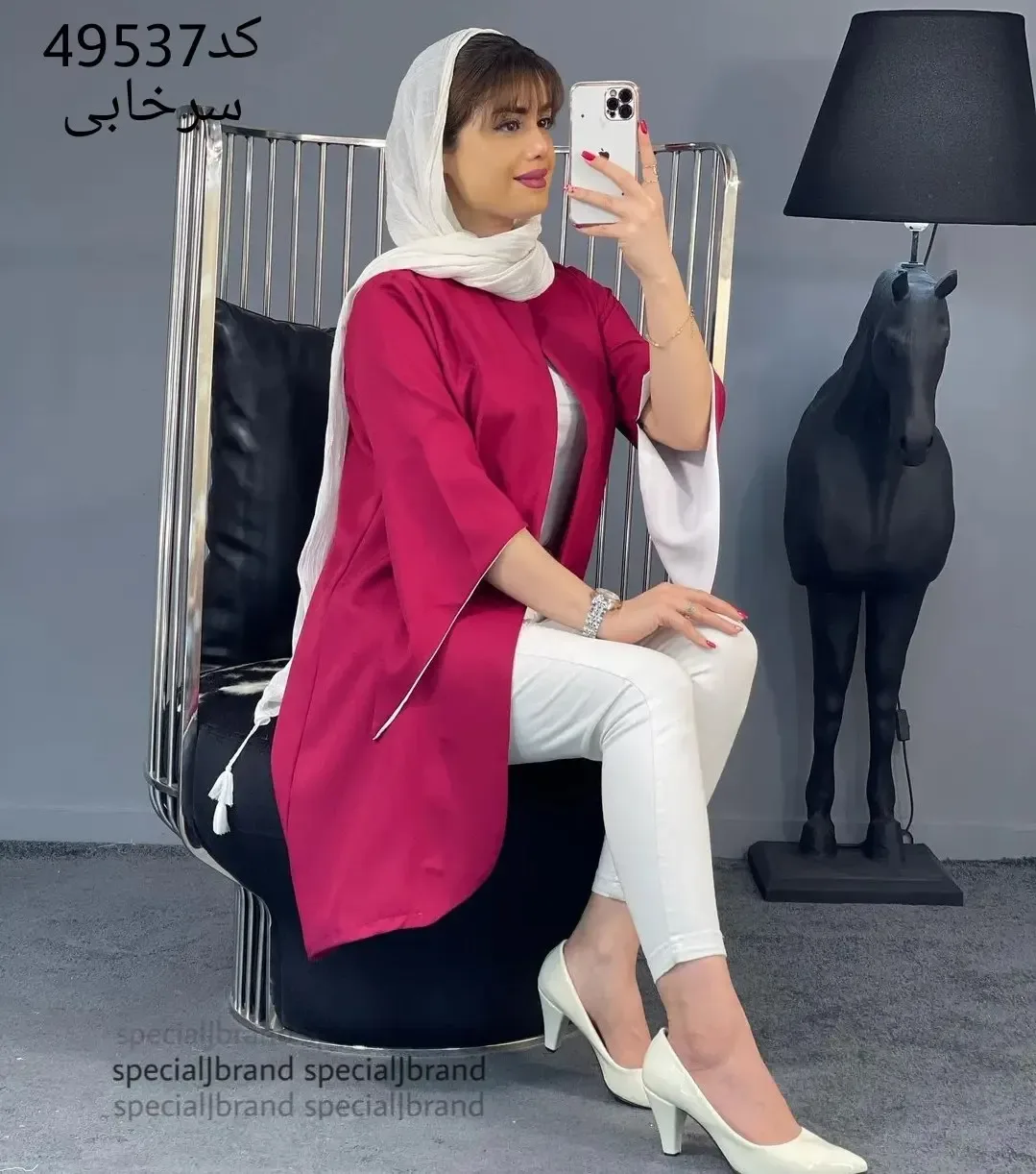 مانتو آستین اشکی کرپ اسکاچی — عکس ۶