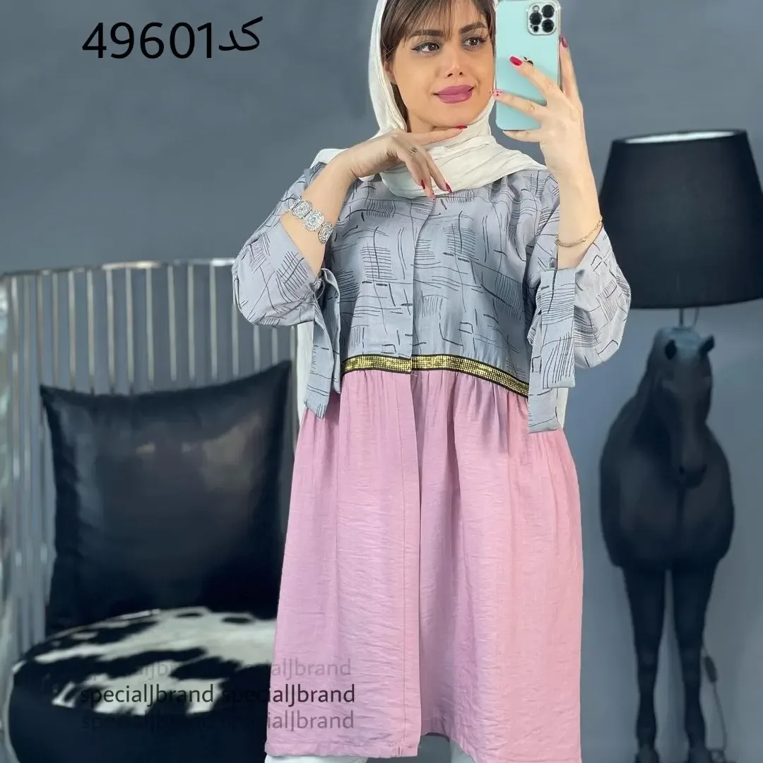 مانتو چاپی آستین گره‌ای — عکس ۲