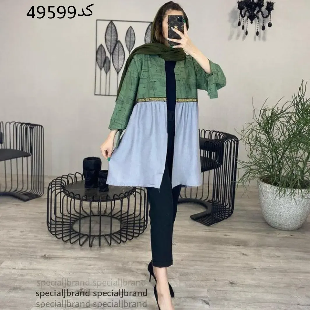 مانتو چاپی آستین گره‌ای — عکس ۳