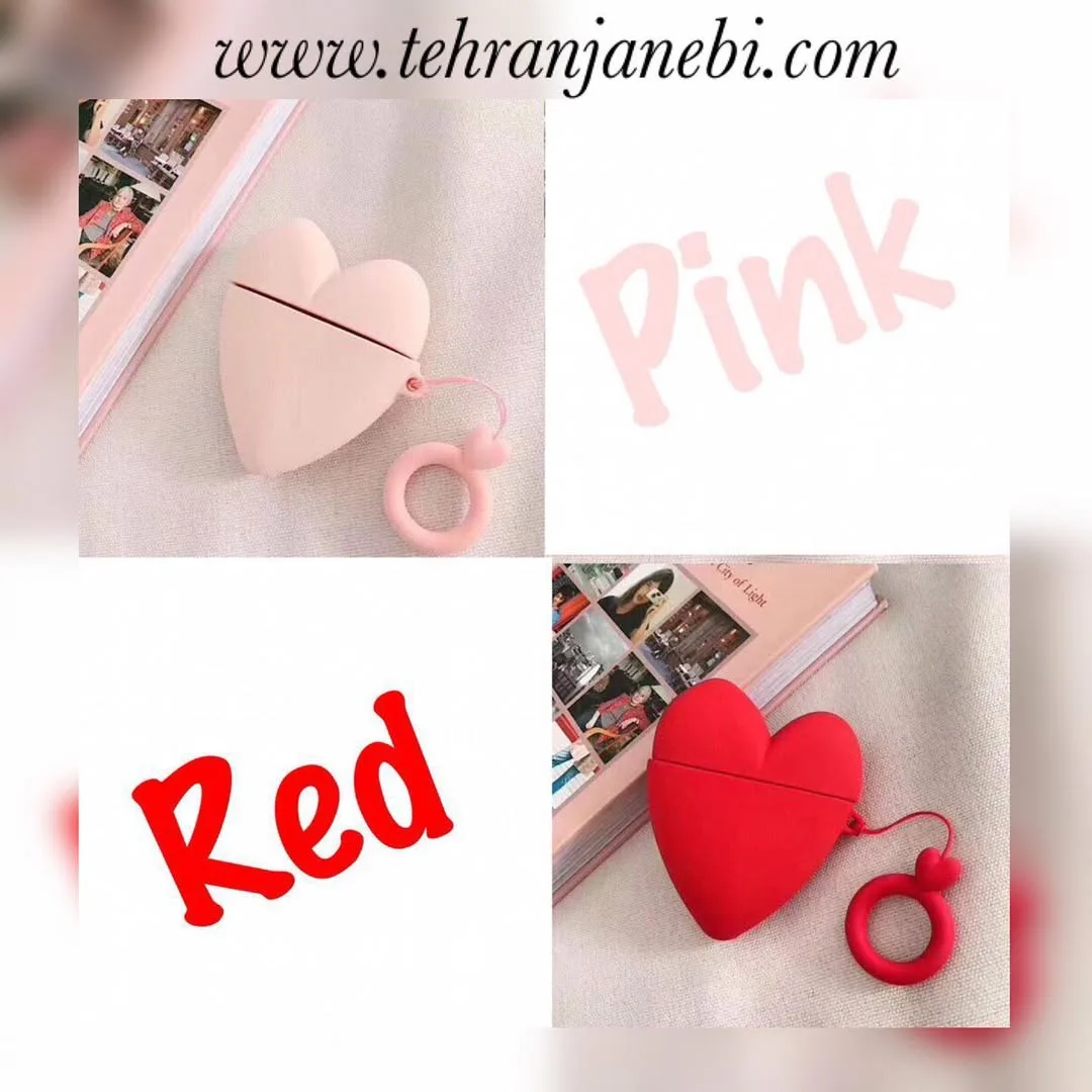 کیف ایرپاد سیلیکونی طرح قلب، رنگ صورتی و قرمز، قلبی شکل