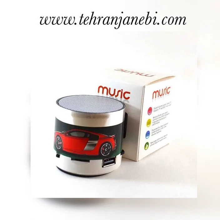 اسپیکر مینی شارژی بلوتوث، رنگ نقره‌ای، قرمز و مشکی، جنس پلاستیک و فلز، اسپیکر استوانه‌ای کوچک