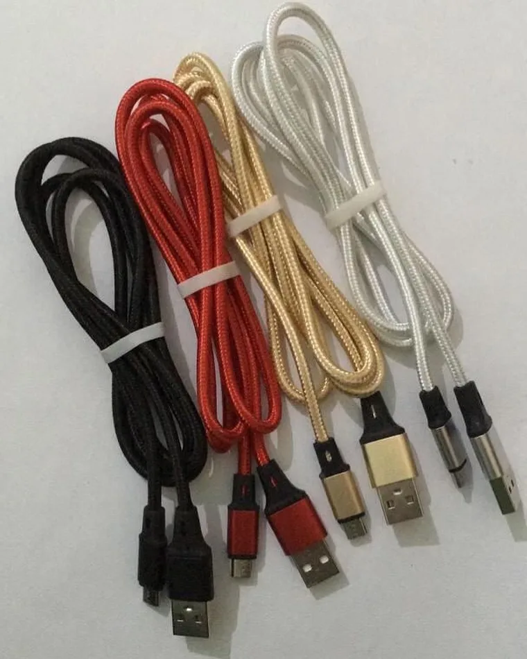 کابل شارژ کنفی اورجینال، رنگ مشکی، قرمز، طلایی و نقره‌ای، USB، بافتنی