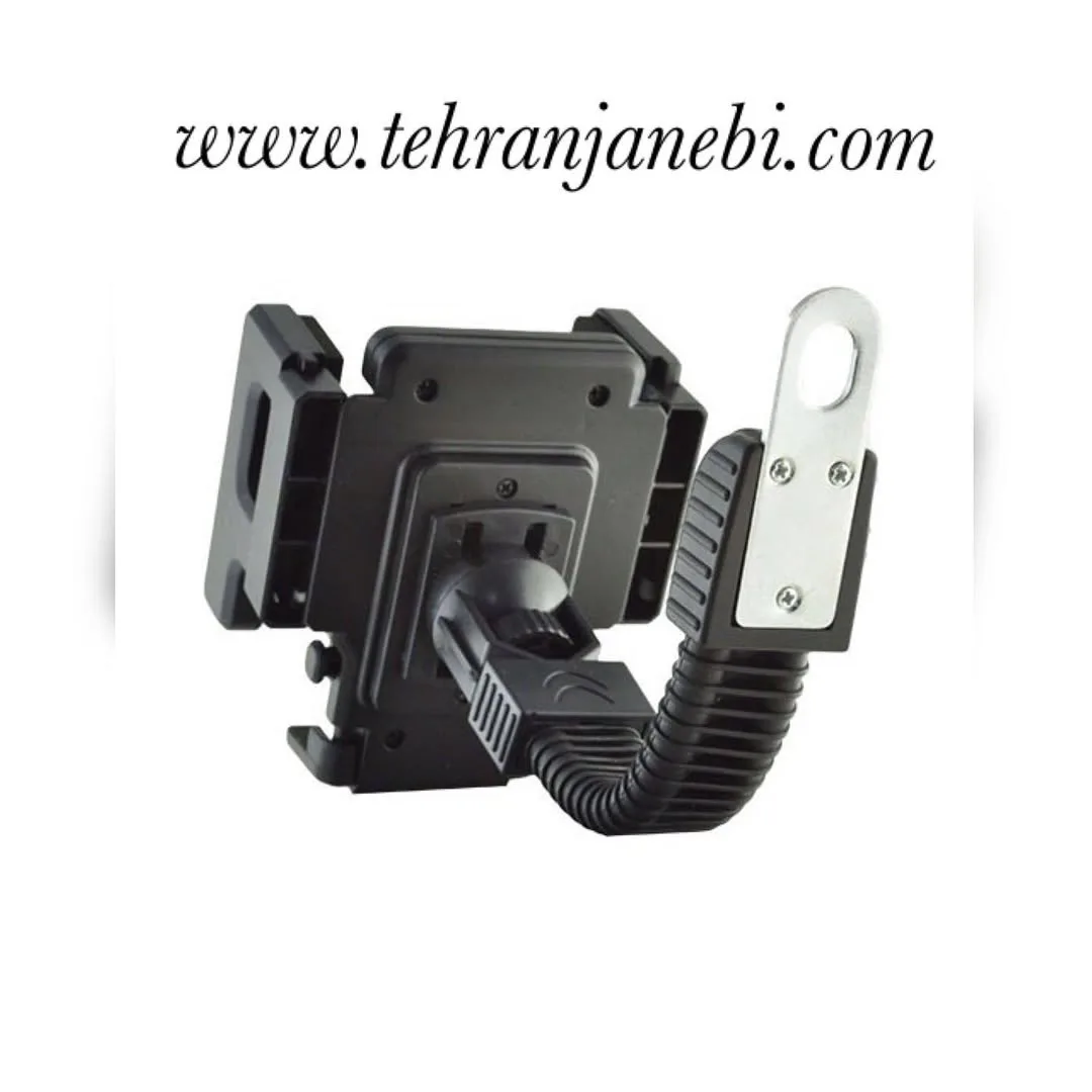 هولدر موبایل موتورسیکلت، رنگ مشکی و نقره‌ای، جنس پلاستیک، هولدر ماریری
