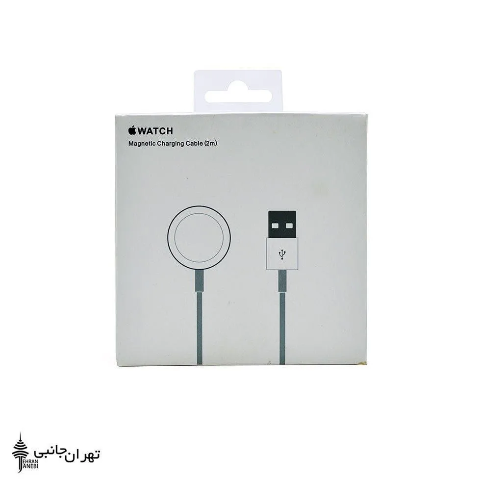کابل شارژ مگنتی اپل واچ، رنگ سفید، جنس پلاستیک و فلز، مغناطیسی، USB