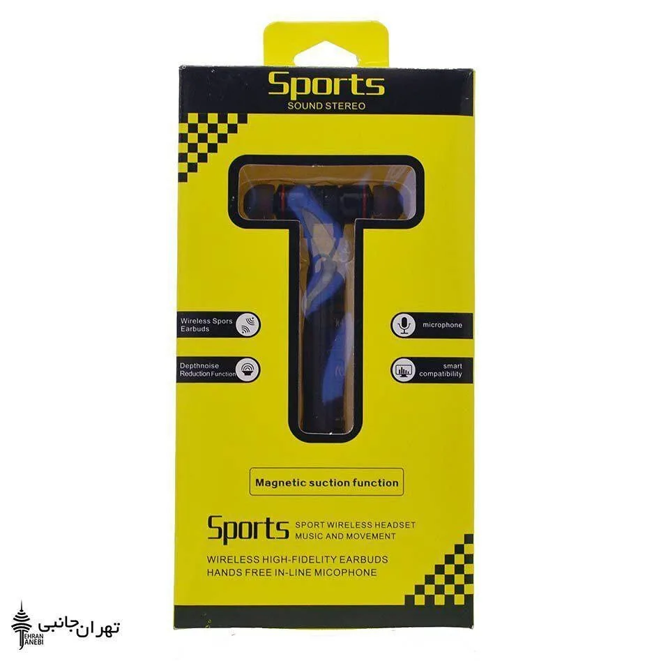 هندزفری بلوتوثی دورگردنی Sport، رنگ زرد و سیاه، جنس پلاستیک