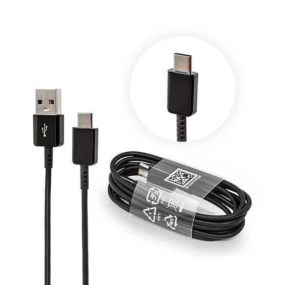 کابل شارژ سامسونگ S8 اصلی، رنگ مشکی، جنس پلاستیک و فلز، USB به Micro USB