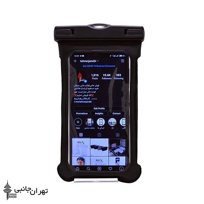 کیف ضد آب موبایل، رنگ مشکی، جنس پلاستیک، کیس کیسه‌ای