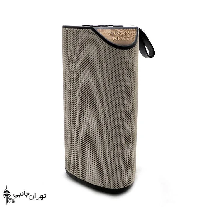 اسپیکر بلوتوثی GT-111، رنگ کرم و مشکی، جنس پارچه و پلاستیک، استوانه‌ای