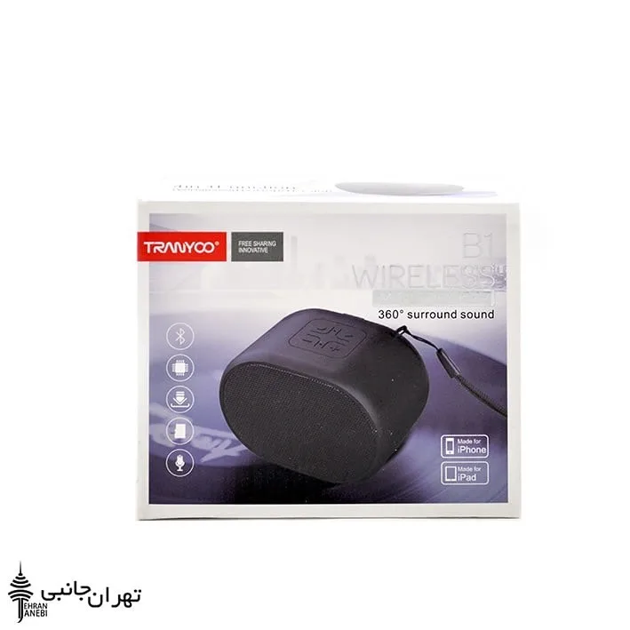 اسپیکر ترانیو B1 Tranyoo، رنگ مشکی، جنس پلاستیک، بیضی، کوچک
