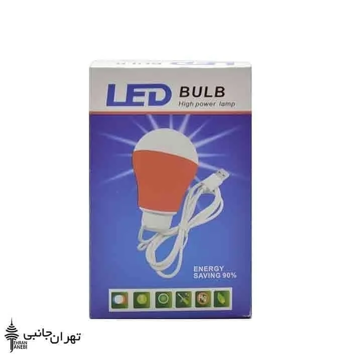 لامپ ال ای دی حبابی USB، رنگ سفید و نارنجی، جنس پلاستیک، با سیم
