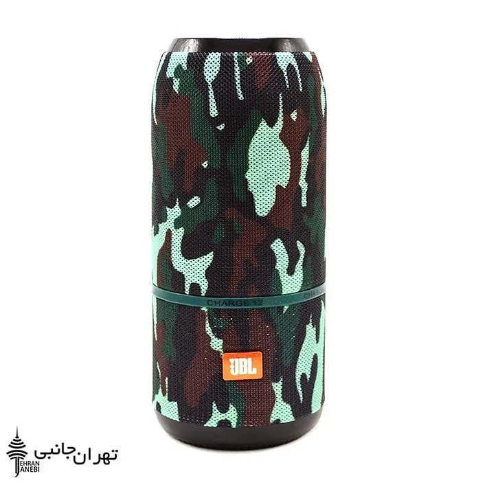 اسپیکر JBL Charge 12، رنگ سبز، قهوه‌ای و مشکی، جنس پلاستیک و پارچه، استوانه‌ای