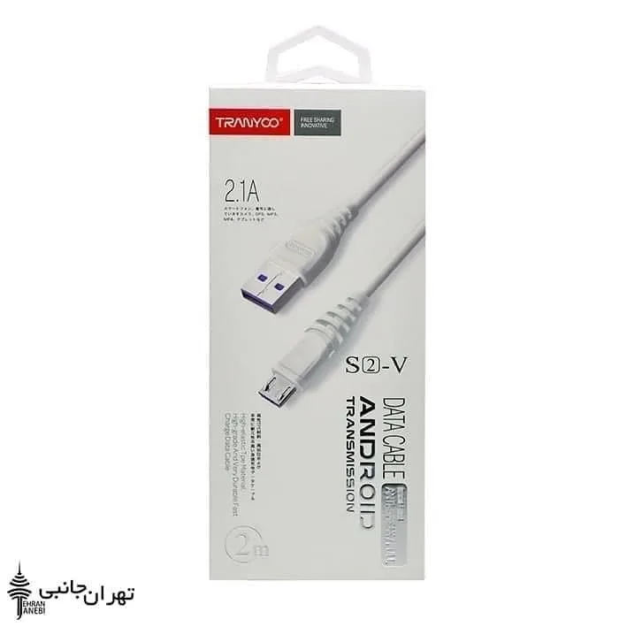 کابل شارژ اندروید S2-V Tranyoo، رنگ سفید، جنس پلاستیک، Micro USB
