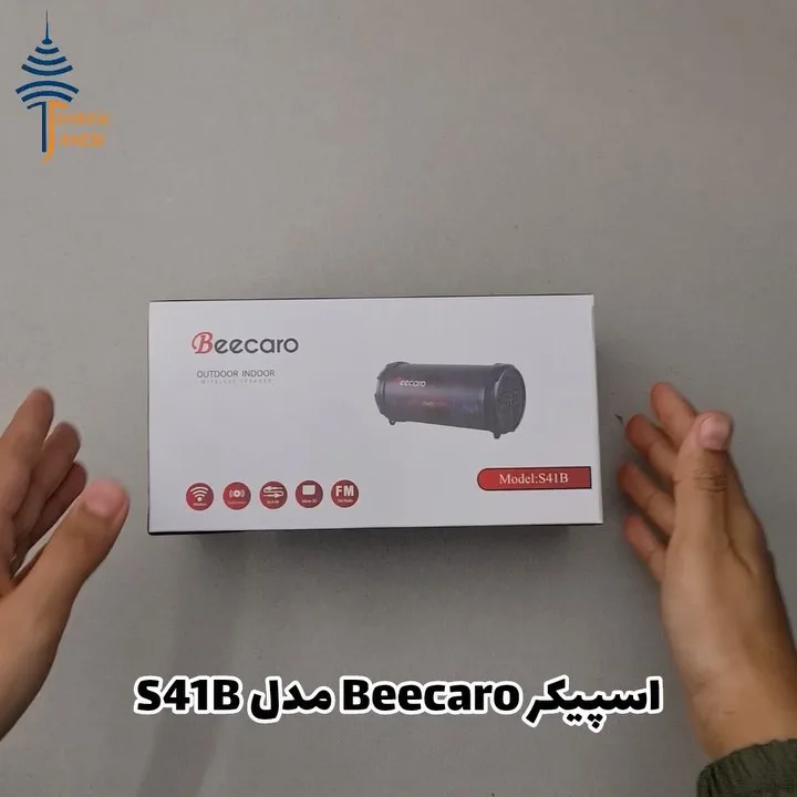 اسپیکر بلوتوثی مدل S41B Beecaro، رنگ مشکی، جنس پلاستیک، استوانهای رقص نور