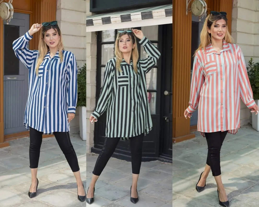 مانتو کرپ حریر راهراه کد ۵۰۶