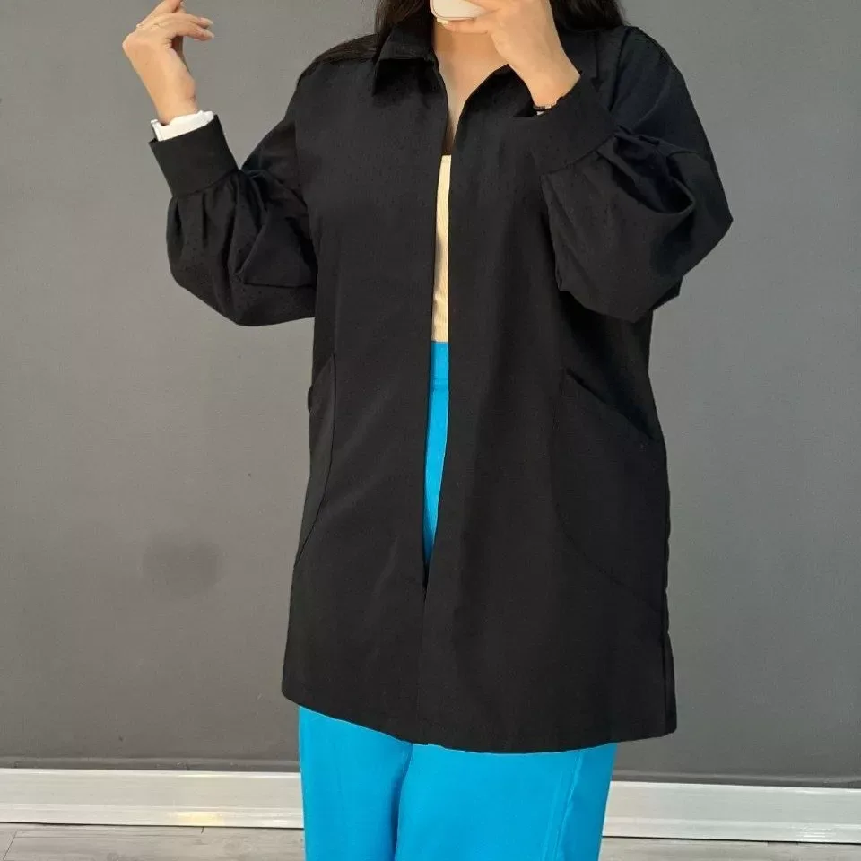 مانتو کتی مشکی دوجیب
