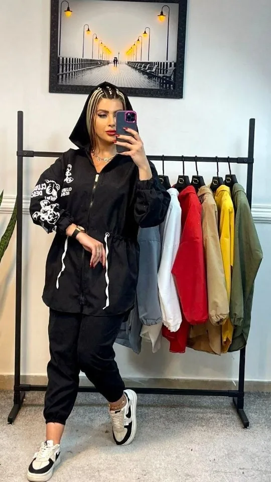 مانتو اسپرت خرسی کلاهدار