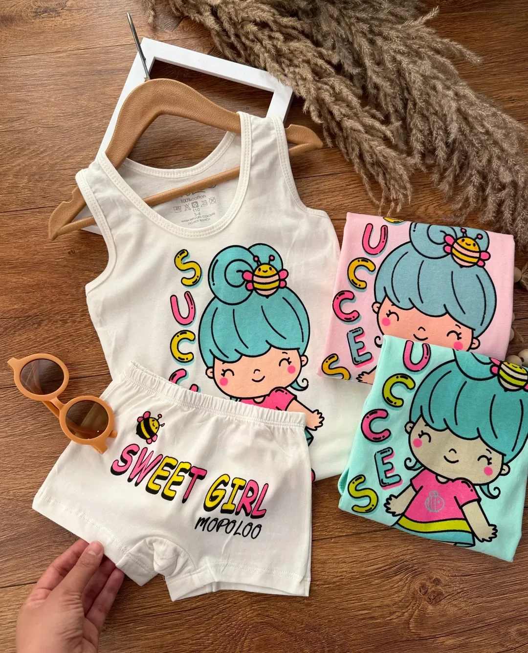 ست تاپ و شورت دخترانه پنبه