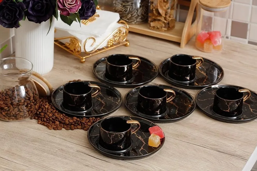 فنجان قهوه ترک طرح ماربل — عکس ۲