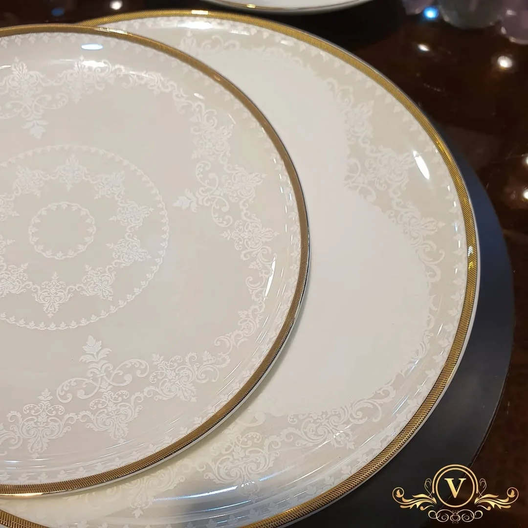 سرویس ۱۸ نفره رویال بن چاینا B.V.K با نوار دورطلای برجسته — عکس ۶