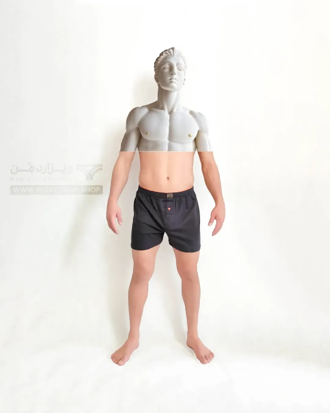 باکسر مردانه پادار کلاسیک کد 0019، رنگ مشکی، باکسر کوتاه