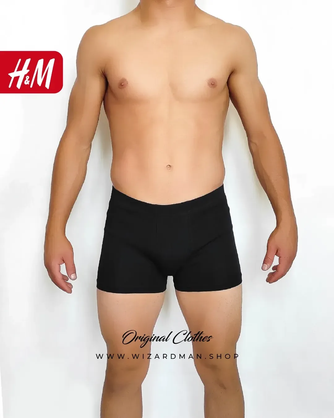 شورت مردانه پادار H&M، رنگ مشکی، باکسر، جذب