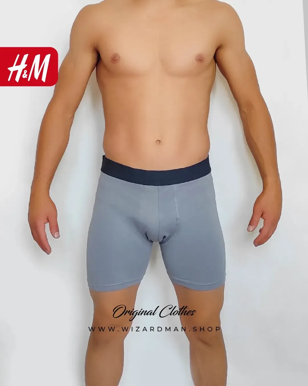 شورت مردانه پادار طوسی دوخت تیکه‌ای H&M، رنگ خاکستری و سرمه‌ای، باکسر، جذب