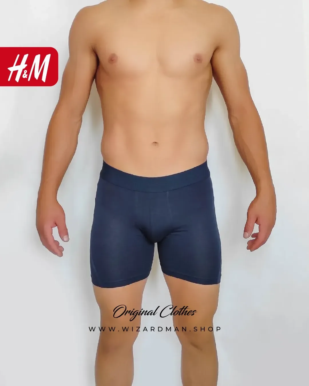 شورت مردانه پادار دوخت تیکه‌ای H&M، رنگ سرمه‌ای، باکسر، جذب