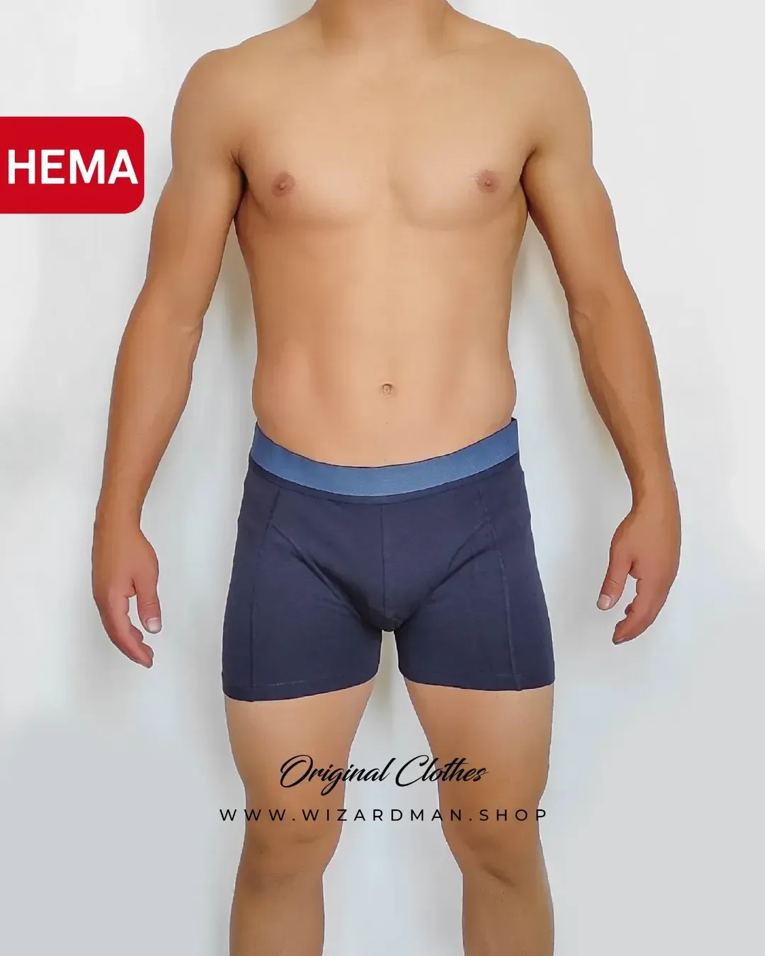 شورت مردانه پادار دوخت تیکه‌ای HEMA، رنگ سرمه‌ای و آبی، باکسر، جذب